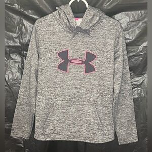 Under Armour Heathered Gray Hoodie with Pink Logo